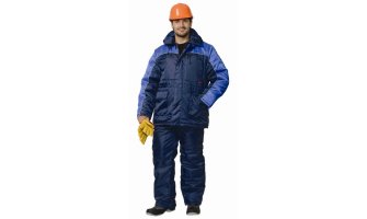 Костюм "БАЛТИКА": куртка дл., полукомбинезон тёмно-синий с васильковым