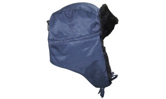 Шапка-ушанка "ЛЮКС" синяя (тк. смесовая)