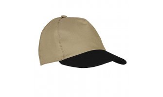Кепка- "бейсболка" бежевая с черным козырьком (тк.PANACOTTA)