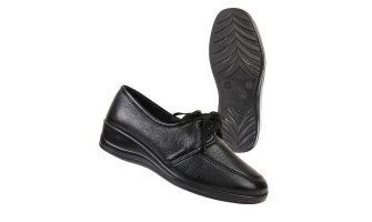 Туфли женские на шнуровке черные иск. кожа