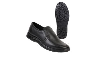 Туфли мужские на резинке черные иск. кожа