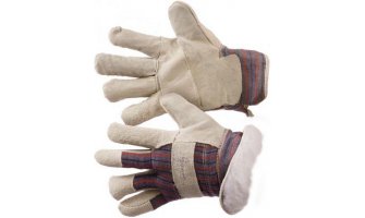 Перчатки утепленные спилковые комбинированные "ТАЙГА" на искусственном меху (говяжий спилок)