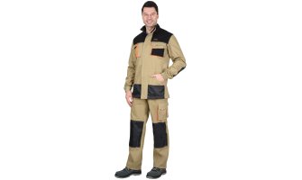 Куртка "СИРИУС-МАНХЕТТЕН" песочный с оранж. и черным тк. стрейч пл. 250г/кв.м