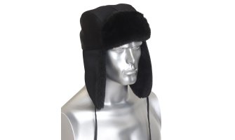 Шапка-ушанка "ЛЮКС" черная (тк. смесовая)