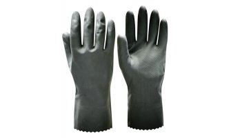 Перчатки "КЩС-1-SP" черные р.S, M, L, XL, XXL (латекс,слой Silver, т.0,45мм,дл.300мм.), в уп120